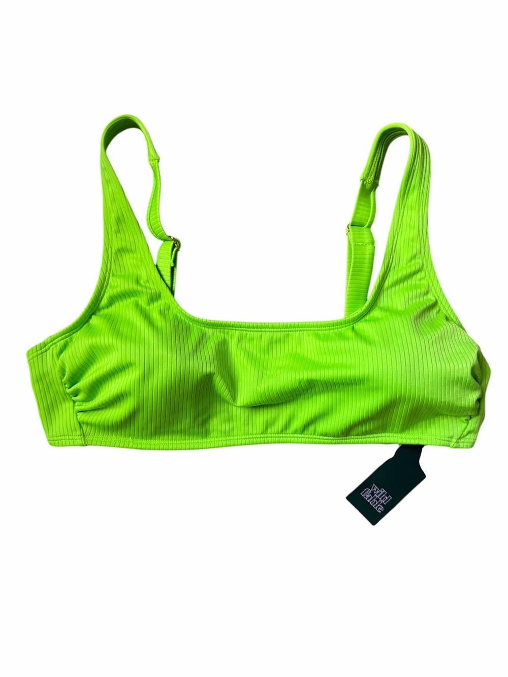 Wild Fable Ribbed Neon Green Bikini Top Size XL NWT
